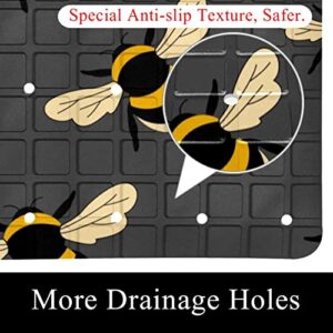 Non-Slip Bathtub Mats Cute Bumble Bee on Grey Background Prints Soft Bath Tub Bathroom Shower Mat for Baby and Adults, Machine Washable