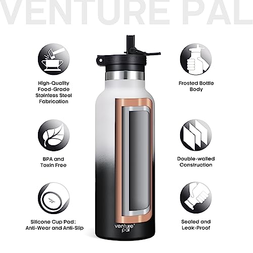 Venture Pal 17 oz Vacuum Insulated Water Bottle - Stainless Steel Thermo Jug with Straw Lid & Portable Carrying Handle - Leak Proof Water Jug for Men and Women