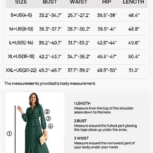 MEROKEETY Womens Elegant Long Lantern Sleeve V Neck Swiss Dot Ruffle Flowy Wedding Guest Dress,DarkGreen,M