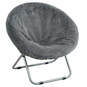 hombys faux fur cover for saucer chair, removable round moon chair slipcover (without chair, only a cover), ultra soft and waterproof chair cover for saucer chairs size between 28-30 in x 29-32 in