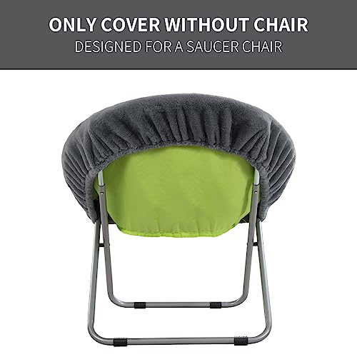 HOMBYS Faux Fur Cover for Saucer Chair, Removable Round Moon Chair Slipcover (Without Chair, Only A Cover), Ultra Soft and Waterproof Chair Cover for Saucer Chairs Size Between 28-30 in x 29-32 in