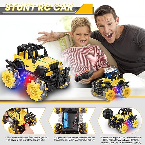 YOTOY Remote Control Car Toys for 6 7 8 9 10 Years Old Boys, Drift Stunt Remote Control Car, RC Cars for Boys Age 8-12, Stunt Car Remote Control, RC Stunt Car Toy, Drift Stunt Car, Drift RC Cars