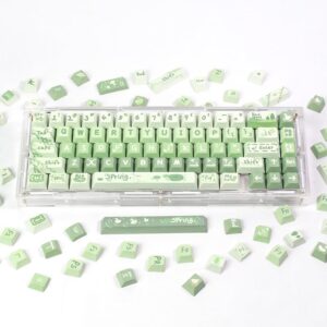 laetass mechanical keyboard keycaps,compatible with cross axle,original height pbt keycaps,anti-mistouch, 131-key spring theme, high aesthetic value,bring you a delightful typing experience.(green)
