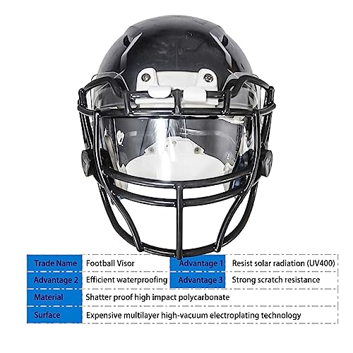 CNPMANT Football Visor, Youth and Adult Football Helmet Viosor. Facial Protection Visor For Football Helmet Accessories, Shock Resistance, Scratch Resistant, UV Block, Reduces Glare, Enhances Clarity.