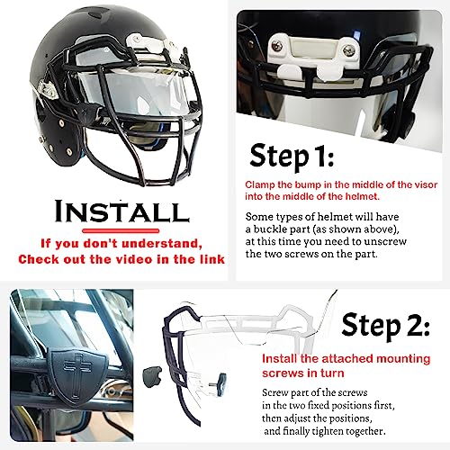 CNPMANT Football Visor, Youth and Adult Football Helmet Viosor. Facial Protection Visor For Football Helmet Accessories, Shock Resistance, Scratch Resistant, UV Block, Reduces Glare, Enhances Clarity.