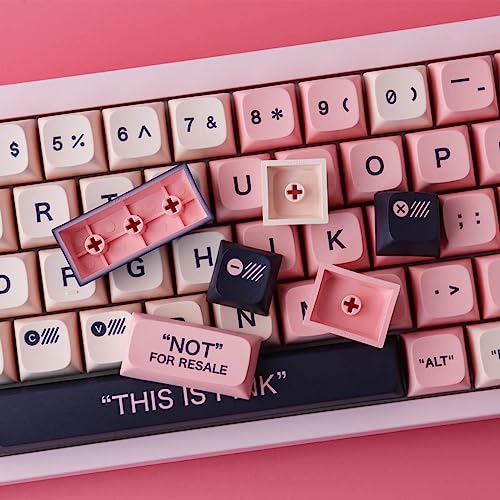 Wunzkii PBT Keycaps 147 Keys Pink Plastic Keycaps Dye-Sublimation XDA Profile Custom Keycaps Cute Keycaps for Cherry Gateron MX Switches Mechanical Keyboards