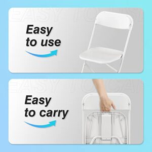 Allpop 4 Pack Plastic Folding Chair, 300lb Capacity, Portable Commercial Chair with Steel Frame for Home Office Wedding Party Indoor Outdoor Events, Stackable, White