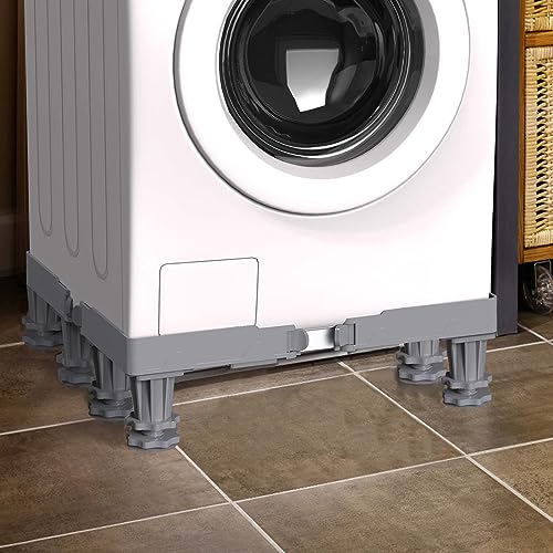 OREKO Mini Fridge Mobile Base Stand Adjustable Washer Dryer Refrigerator Stand With 8 Lifting Feet (Double-tube)