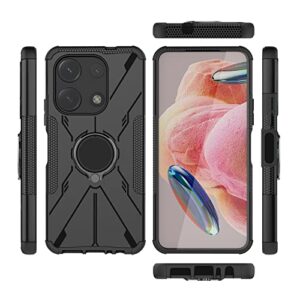 kukoufey case for infinix note 30i 4g case cover,360°rotatable kickstand dual layer shockproof case for infinix note 30i 4g case black