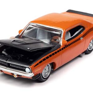 1970 Plymouth AAR Barracuda Vitamin C Orange with Black Stripes and Hood and Collector Tin Limited Edition to 4540 Pieces Worldwide 1/64 Diecast Model Car by Johnny Lightning JLCT005-JLSP108A