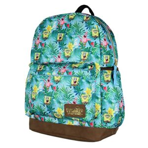 spongebob squarepants and patrick star tropical school travel backpack with faux leather bottom