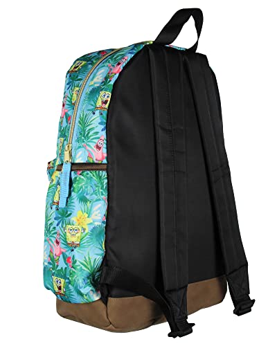 SpongeBob SquarePants And Patrick Star Tropical School Travel Backpack With Faux Leather Bottom