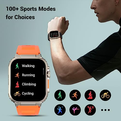 FITNIV Smart Watch, 1.96 Fitness Tracker Watch with Bluetooth Call (Answer/Make Call) Heart Rate Blood Oxygen Sleep, IP68 Waterproof Smartwatch Compatible with iPhone Android Phones for Women Men