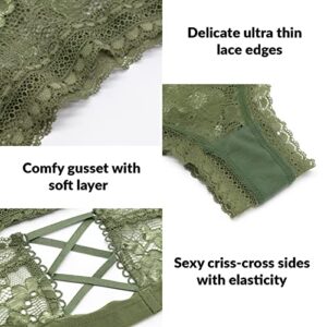 Mirgoo Women Lace Cheeky Panties Criss Cross Low Rise Underwear 4 Pack (as1, alpha, s, regular, regular, Multi1(4 Pack))