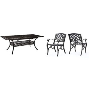 christopher knight home outdoor expandable patio dining table, 64"-81", cast aluminum, shiny copper & myrtle beach outdoor aluminum dining chairs, 2-pcs set, shiny copper