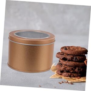 Coffee Tins 4 Pcs Boxes Tin Box with Window Container with Lid Mini Food Containers Cookie Containers Metal Box with Lid Small Tin Box Cake Boxes Cupcake Packaging Container