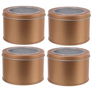 coffee tins 4 pcs boxes tin box with window container with lid mini food containers cookie containers metal box with lid small tin box cake boxes cupcake packaging container