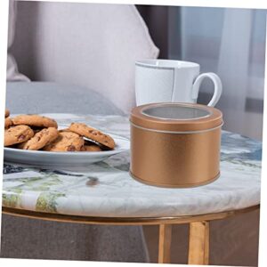 Coffee Tins 4 Pcs Boxes Tin Box with Window Container with Lid Mini Food Containers Cookie Containers Metal Box with Lid Small Tin Box Cake Boxes Cupcake Packaging Container