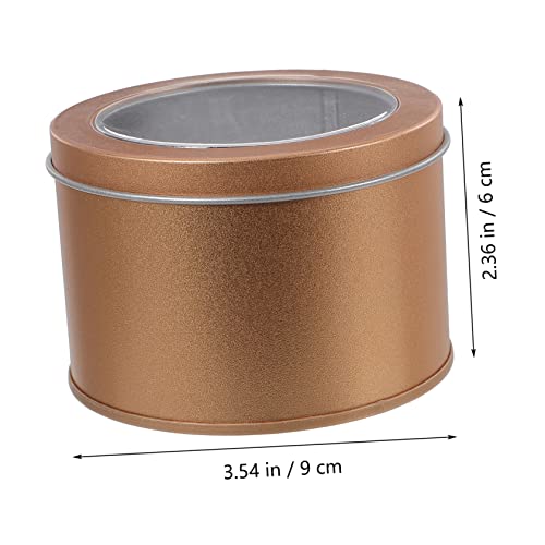 Coffee Tins 4 Pcs Boxes Tin Box with Window Container with Lid Mini Food Containers Cookie Containers Metal Box with Lid Small Tin Box Cake Boxes Cupcake Packaging Container