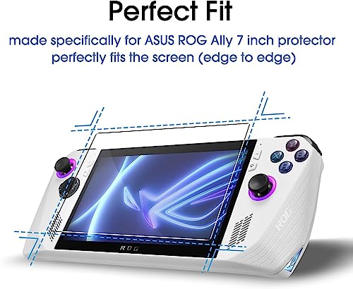 amFilm 3 Pack Screen Protector for ASUS ROG Ally Handheld 7 inch 2023, Tempered Glass, Transparent Ultra HD, Anti-Scratch, Anti-Fingerprint