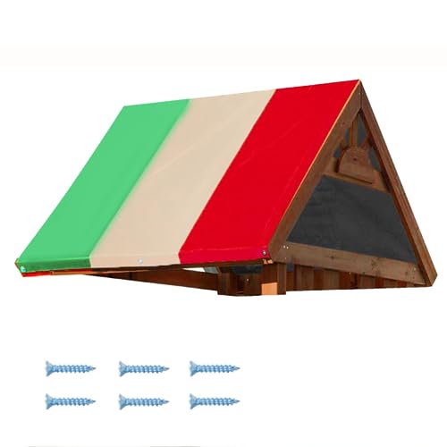 210D Oxford Cloth Swing Set Canopy Outdoor Roof Cover Waterproof Replacement for Backyard,Kids Playground and Other Outdoor Activities 52" x 89" (Green red Beige)