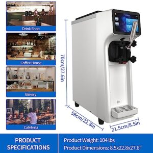 XPW Commercial Ice Cream Machine - 1000W Single Flavor Soft Serve 110V Ice Cream Maker Machine 2.7 to 4 Gallons/H Touch LCD display & Auto Clean, Ideal Ice Cream Machine for Home Bars Restaurants