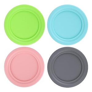 4pcs round lids replacement, can lids covers for ninja creami nc301/nc300/nc299amz series ice cream containers plastic lids for ice cream cups, 4 colors, container not included