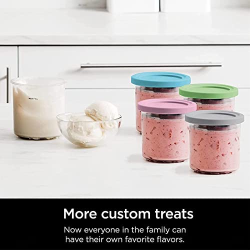 LOKOO Creami Deluxe Pints, for Ninja Creami Pints, Creami Containers Airtight,Reusable for NC301 NC300 NC299AM Series Ice Cream Maker,Pink+Gray-4PCS