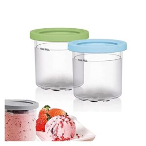 LOKOO Creami Pint Containers, for Ninja Kitchen Creami, Creami Deluxe Bpa-Free,Dishwasher Safe Compatible with NC299AMZ,NC300s Series Ice Cream Makers,Blue+Green-4PCS