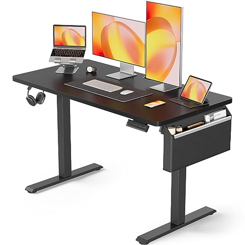 ErGear Standing Desk with Storage Pocket, 48 x 24 inch Height-Adjustable Standing Desk, Electric Standing Desk Workstation with Height Memory Presets for Home & Office, Black