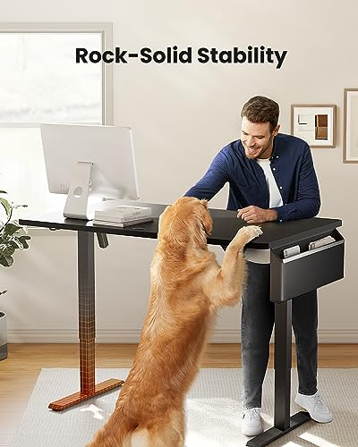 ErGear Standing Desk with Storage Pocket, 48 x 24 inch Height-Adjustable Standing Desk, Electric Standing Desk Workstation with Height Memory Presets for Home & Office, Black