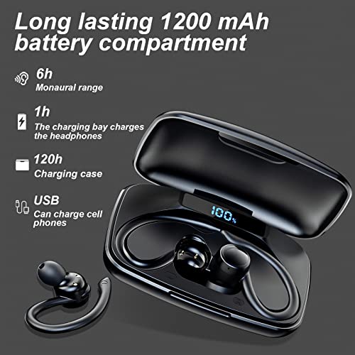 T82-Bluetooth 5.3 Wireless Earbuds-IPX7 Waterproof ENC Noise Canceling Earbuds, 120 Hours Play Time HI-FI Bluetooth Headphones, 2.0 Level Deep Bass Suitable for Sports Listen to Music (Black*1)