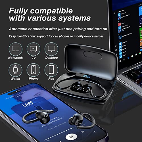 T82-Bluetooth 5.3 Wireless Earbuds-IPX7 Waterproof ENC Noise Canceling Earbuds, 120 Hours Play Time HI-FI Bluetooth Headphones, 2.0 Level Deep Bass Suitable for Sports Listen to Music (Black*1)