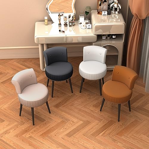 YYW HOME Vanity Chair with Back - Small Makeup Stool Velvet Vanity Chair Tufted Accent Chairs Makeup Chair for Vanity for Women Girl and Kids (White)