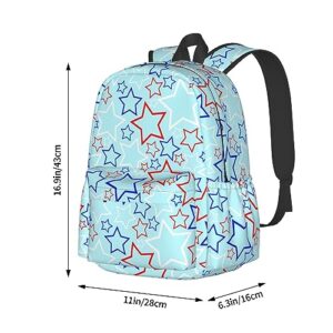 CobCub Red Blue And White Stars 17 Inch Backpack For Women Men Red Blue And White Stars Large Travel Backpack Bag Cute Portable Laptop Backpack