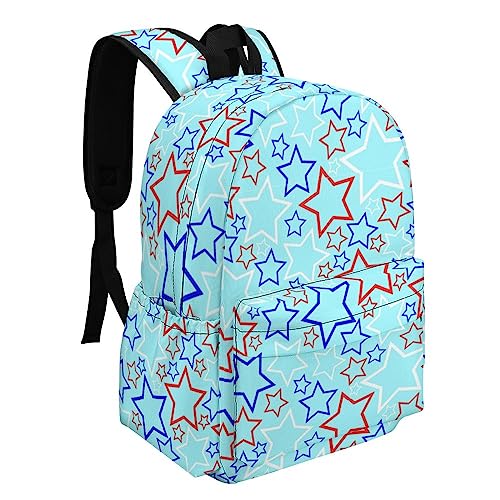 CobCub Red Blue And White Stars 17 Inch Backpack For Women Men Red Blue And White Stars Large Travel Backpack Bag Cute Portable Laptop Backpack