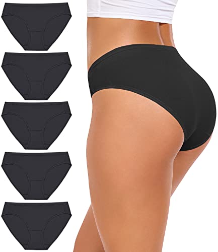 RHYFF Womens Underwear Breathable Mesh Bikini Panties Stay Fresh Ladies Panty Stretches Soft Hipster Briefs Comfortable Travel Underpants（R7002-Black-XXL）