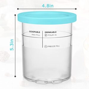 VanlonPro 24oz Ice Cream Pints Containers 4 Pack, Replacement for NC500 Series Ninja Creami Deluxe Ice Cream Makers, Reusable, BPA-Free, Dishwasher Safe, Airtight, Leaf-Proof (with 2 replaceable Lids)