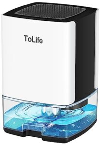 tolife dehumidifiers for home 30 oz water tank with auto-off, portable small dehumidifier for room,bathroom,bedroom,rv, closet 500 sq.ft,7 colors led light