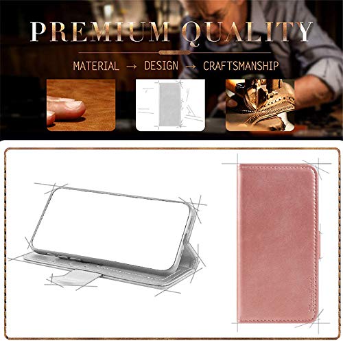 Shantime for Infinix Note 30 Pro 4G Case, Leather Wallet Case with Cash & Card Slots Soft TPU Back Cover Magnet Flip Case for Infinix Note 30 Pro 4G (6.78”) Rosegold