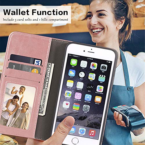 Shantime for Infinix Note 30 Pro 4G Case, Leather Wallet Case with Cash & Card Slots Soft TPU Back Cover Magnet Flip Case for Infinix Note 30 Pro 4G (6.78”) Rosegold