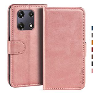 Shantime for Infinix Note 30 Pro 4G Case, Leather Wallet Case with Cash & Card Slots Soft TPU Back Cover Magnet Flip Case for Infinix Note 30 Pro 4G (6.78”) Rosegold