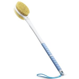 shower brush with soft and stiff bristles,20.5" extra long handle dual-sided back scrubber bath brush body exfoliator for wet or dry brushing (extra long handle)
