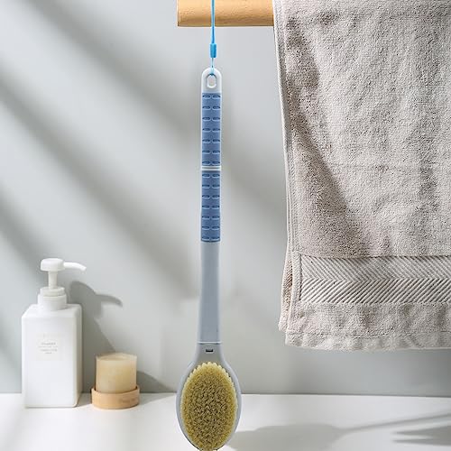 Shower Brush with Soft and Stiff Bristles,20.5" Extra Long Handle Dual-Sided Back Scrubber Bath Brush Body Exfoliator for Wet or Dry Brushing (Extra Long Handle)