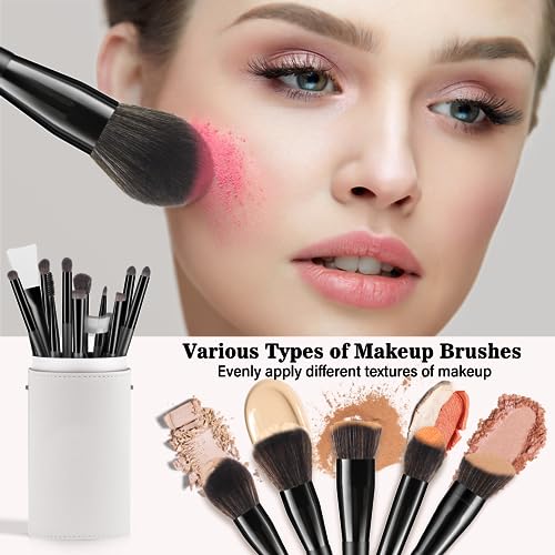 Professional Makeup Brush Set, LUXBRU 20PCs Makeup Brushes with Foundation Eyebrow Blending Concealer Blush Eyeshadow Contour Powder Brush, Make Up Brushes Kit with Travel Case & 2 Powder Puff-Black