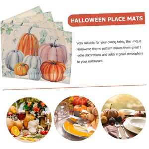 DOITOOL 4pcs Halloween Placemat Table Placemats Jute Placemat Home Decorations Thanksgiving Decorations Halloween Fall Pumpkin Placemats Autumn Table Mat Pumpkin Pattern Mats Kitchen Mats