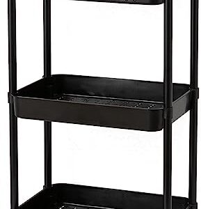 Gagee 3 Tier Rolling Cart with Wheels and Handle,Rolling Storage Cart for Office, Living Room, Laundry Room,Kitchen,Bathroom,Black