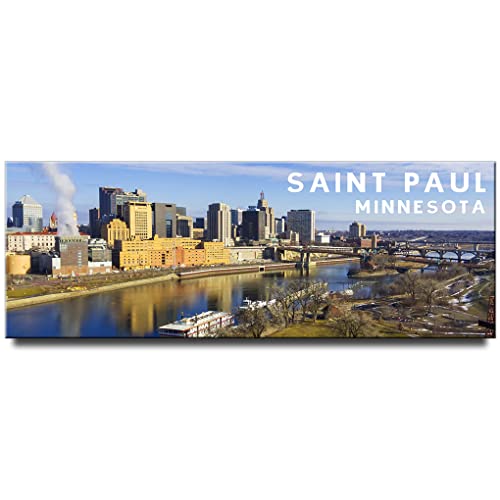 Saint Paul City Panoramic Fridge Magnet Minnesota Travel Souvenir Mississippi River