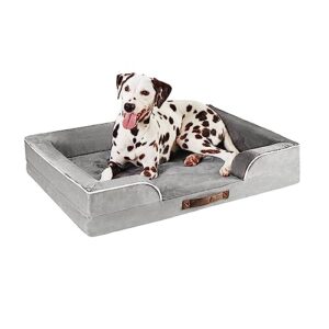codi orthopedic dog beds with memory foam layer for large dogs, waterproof dog couch bed with removable cover, pet bed sofa machine washable, grey