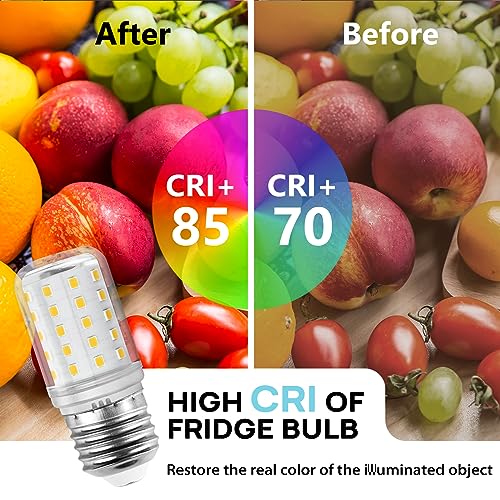 BOGDA Refrigerator Light Bulb KEI D34L Refrigerator Bulb LED Light Bulb Replacement Fit for Frigidaire Kenmore, 2 Packs (6W 100V-265V E26/E27 5000K White Light)